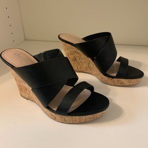 Black Wedge Sandals - Excellent Condition!